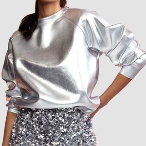 Silver Cynthia Rowley Bonded Pullover Sweatshirt (L)